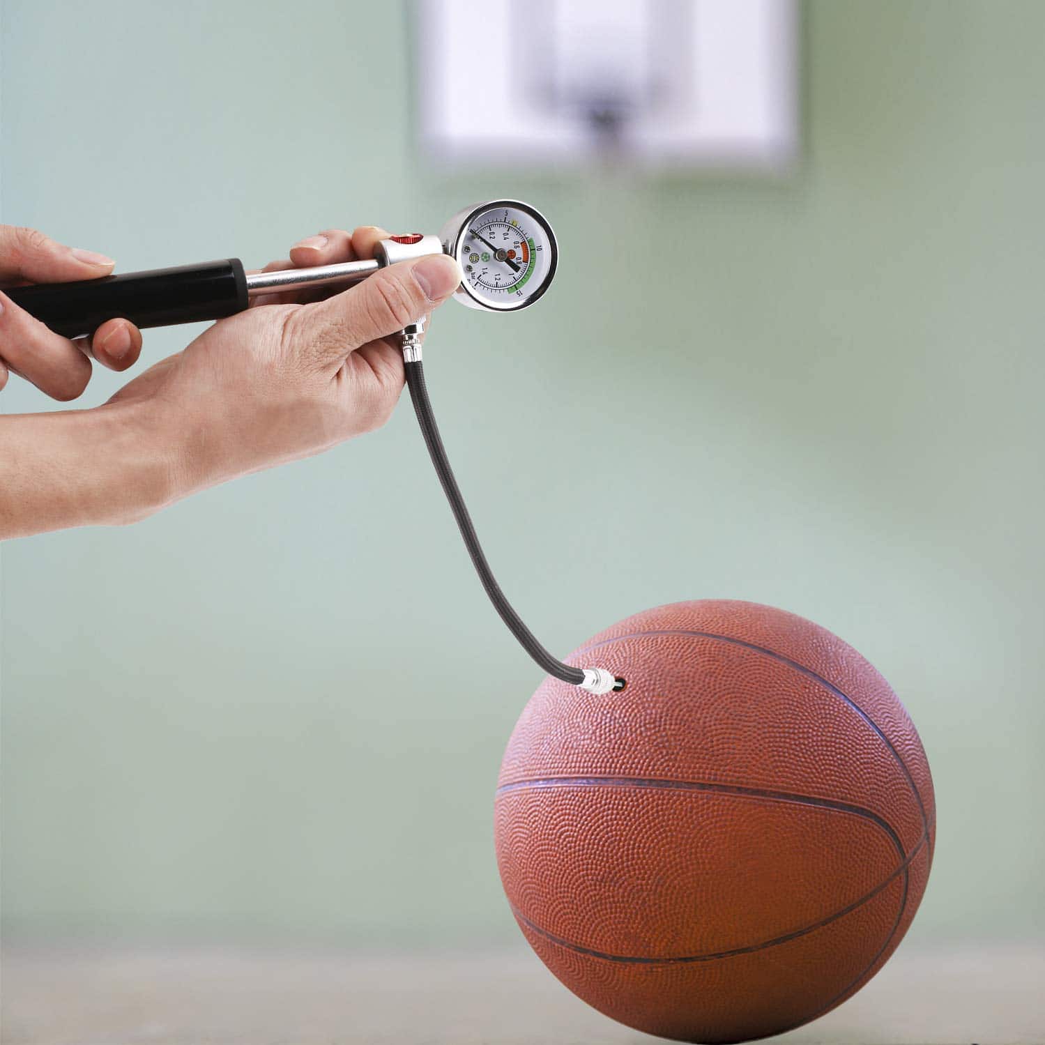 pump basketball with bike pump